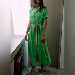 Xirena•Linnet (Boden) shirt dress-size large-with new green/blue ombré rope belt